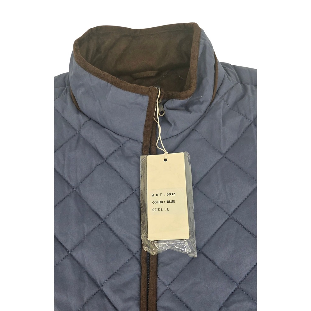 NWT Collars & Co Quilted Voyager Vest Navy Blue Full Zip Puffer Outerwear Large - Picture 6 of 11